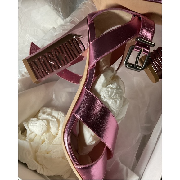 MOSCHINO ~Logo Crisscross Heel Sandals (NWT) - Picture 11 of 13
